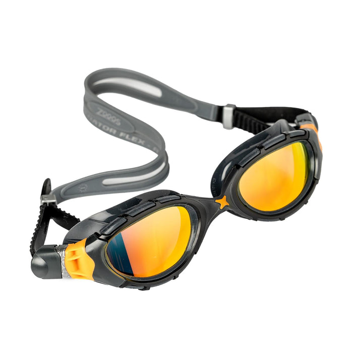 Lunettes de natation Predator Flex Titanium Gris-Noir verres miroir orange Standard Zoggs 461054GYBKMO