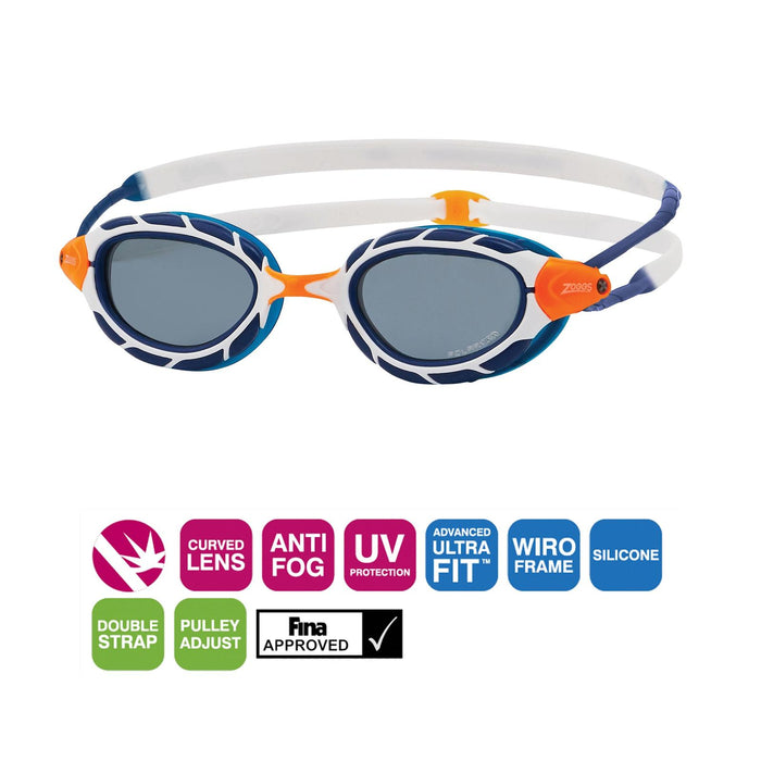 Lunettes de natation Predator Polarisées Bleu-Blanc-Fumé Petite Zoggs 461060BLWHPSMS