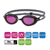 Lunettes de natation Predator Titanium Gris-Noir verres miroir roses Standard Zoggs 461065GYBKMPKR