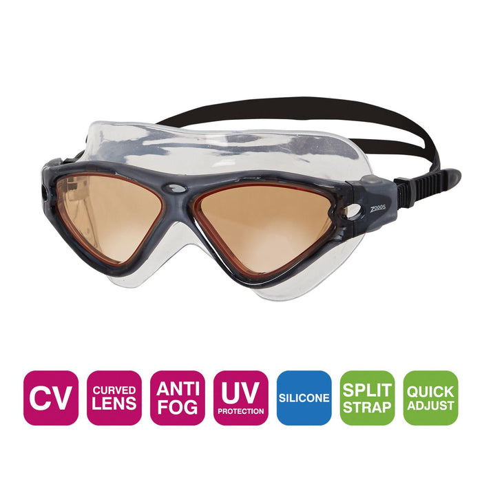 Masque de natation Tri Vision Gris-Noir, verres teintés cuivrés Zoggs 461075GYBKTCP