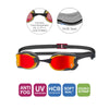 Occhialini da nuoto Raptor HCB Titanium Grigio-Nero Lenti specchiate rosse Zoggs 461085GYBKMRD