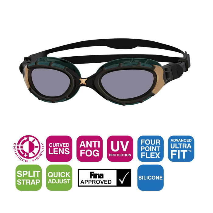 Lunettes de natation Predator Flex Titanium Reactor Noir-Or Petite Zoggs 461089BKGORTIS