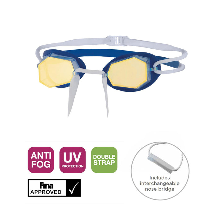 Occhialini da nuoto Diamond Titanium-Blu-Bianco Lenti specchiate oro Zoggs 461090BLWHMGD