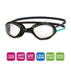 Lunettes de natation Tiger Lsr+ Noir-Turquoise-Transparent Petite taille Zoggs 461093BKTQCLRS