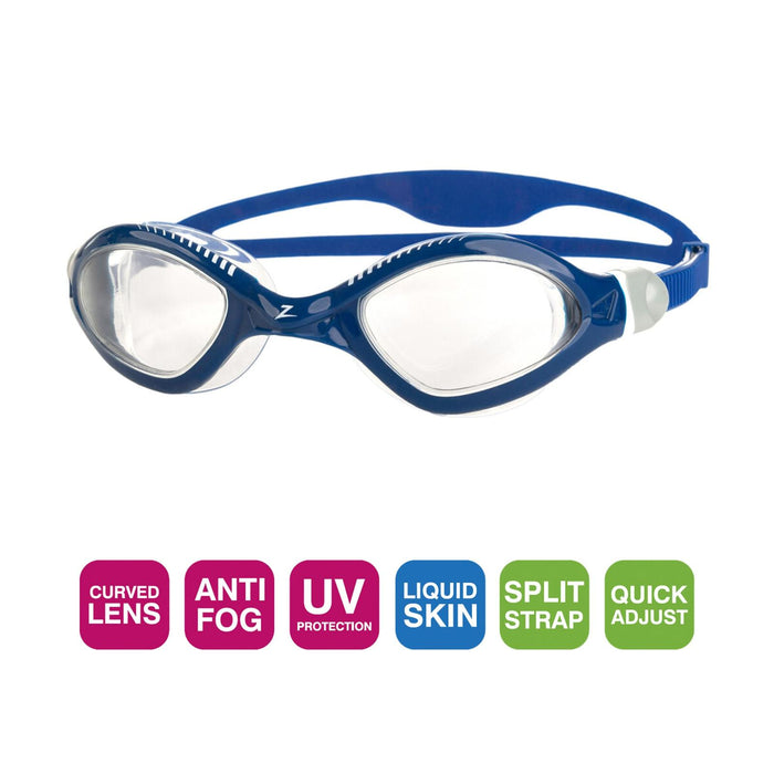 Lunettes de natation Tiger Lsr+ Bleu-Blanc-Transparent Petite taille Zoggs 461093BLWHCLRS