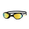 Lunettes de natation Tiger Titanium Noir-Jaune verres miroir vert citron Petite taille Zoggs 461094BKYLMLMS