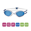 Lunettes de natation Tiger Blanc-Bleu verres teintés bleus Petite taille Zoggs 461095WHBLTBLS