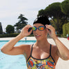 Lunettes de natation Fusion Air Titanium Bleu verres miroir orange Zoggs 461106BLBLMOR