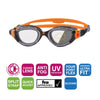 Lunettes de natation Predator Flex Reactor Gris-Orange-Fumé Petite Zoggs 461107GYORRSMS