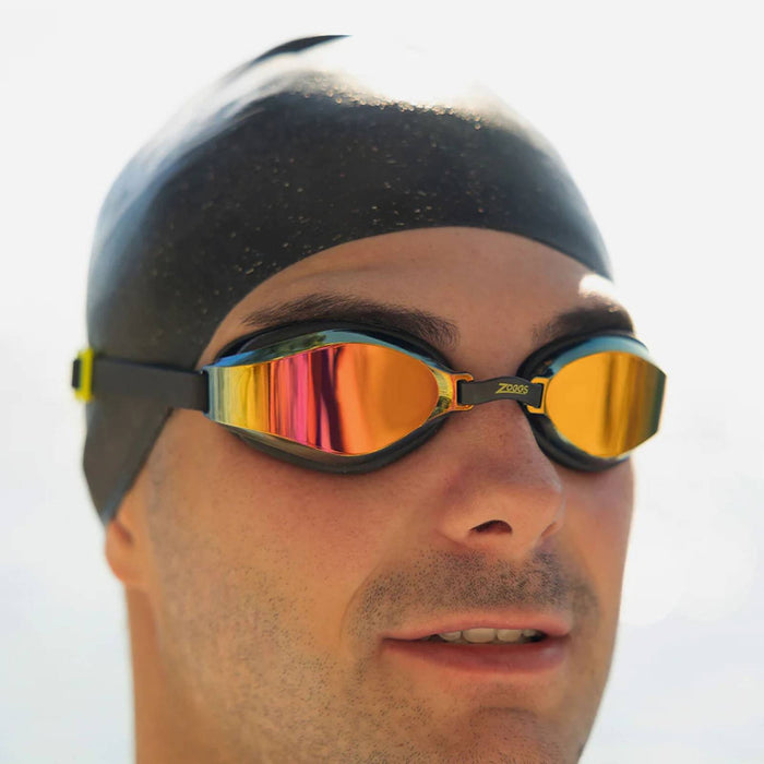 Occhialini da Nuoto Endura Max Titanium Nero-Giallo Lenti Specchiate Viola Zoggs 461111BKYLMVI