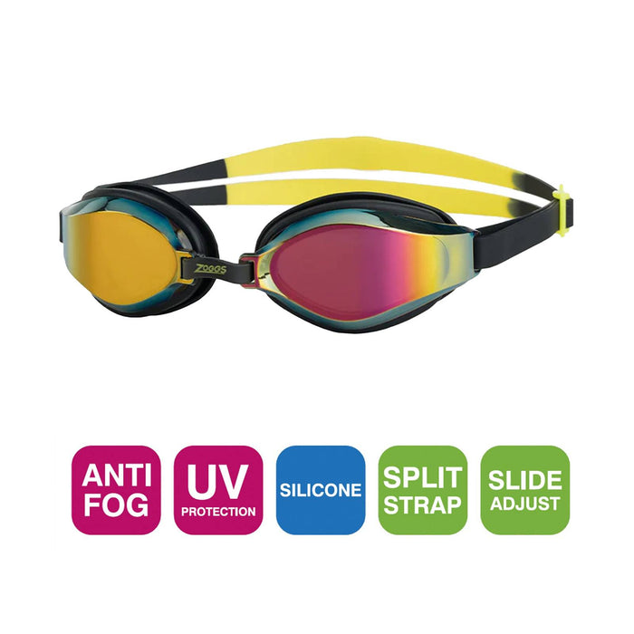 Occhialini da Nuoto Endura Max Titanium Nero-Giallo Lenti Specchiate Viola Zoggs 461111BKYLMVI