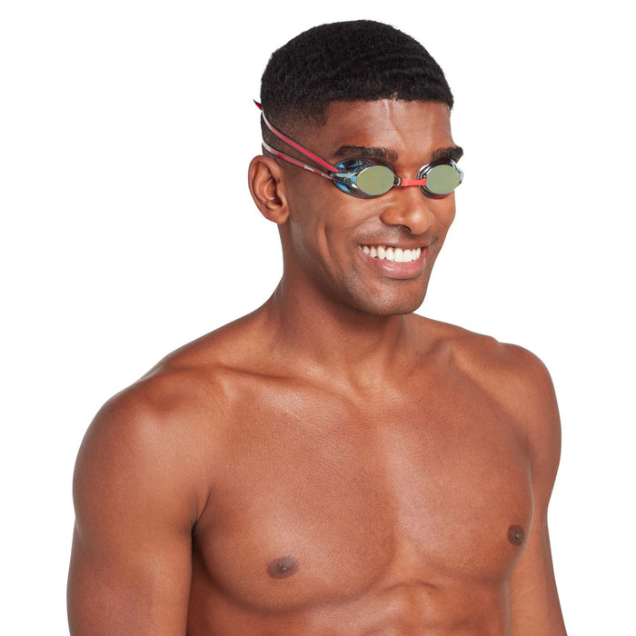 Occhialini da Nuoto Racer Titanium Grigio-Rosso Lenti Specchiate Oro Zoggs 461112GYRDMGD
