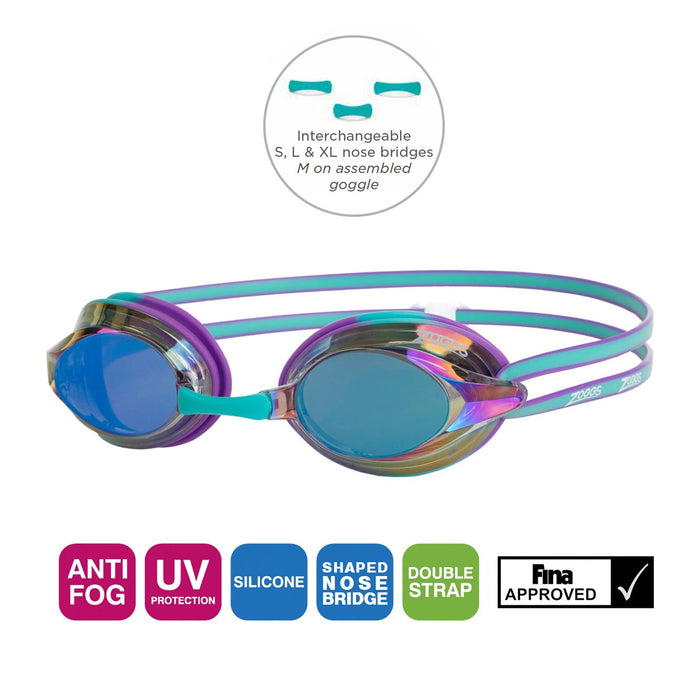 Occhialini da Nuoto Racer Titanium Viola-Turchese Lenti Specchiate Blu Zoggs 461112VITQMBL
