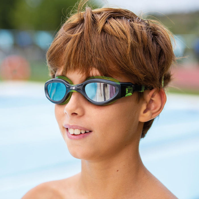Occhialini da nuoto Phantom Elite Mirror Junior Nero-Lime Lenti specchiate fumé Zoggs 461316BKLMMSM