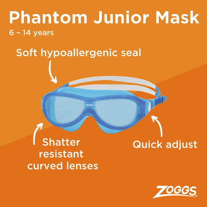 Masque de natation Phantom Junior Bleu-Blanc verres teintés bleus Zoggs 461317BLWHTBL