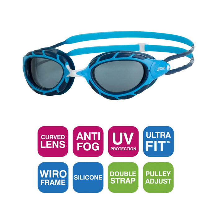 Lunettes de natation Predator Junior Bleu clair-Bleu verres fumés Zoggs 461319LBBLTSM