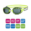 Lunettes de natation Predator Junior Vert citron-Gris verres fumés Zoggs 461319LMGYTSM