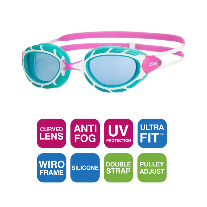 Occhialini da nuoto Predator Junior Rosa-Turchese Lenti tonalizzate blu Zoggs 461319PKTQTBL