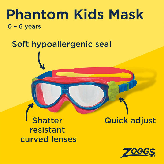 Maschera da nuoto Phantom Bambini Blu-Turchese Zoggs 461423BLTQCLR