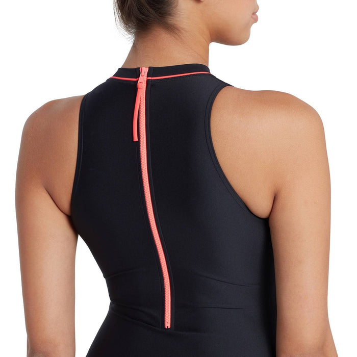 Maillot de bain une pièce Cable Zipped Hi Neck Femme Noir Taille 32-XS Zoggs 462554BK32