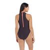 Maillot de bain une pièce Cable Zipped Hi Neck Femme Noir Taille 40-XL Zoggs 462554BK40