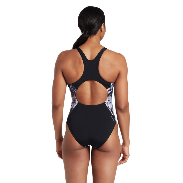 Maillot 1 pièce Marble Powerback Femme Noir-Blanc Taille 34-S Zoggs 462569BK34