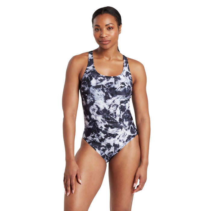 Maillot 1 pièce Marble Powerback Femme Noir-Blanc Taille 40-XL Zoggs 462569BK40