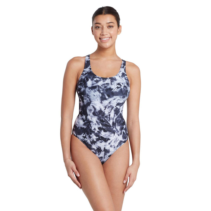 Maillot de bain une pièce Marble Powerback femme noir-blanc Taille 44-XXXL Zoggs 462569BK44
