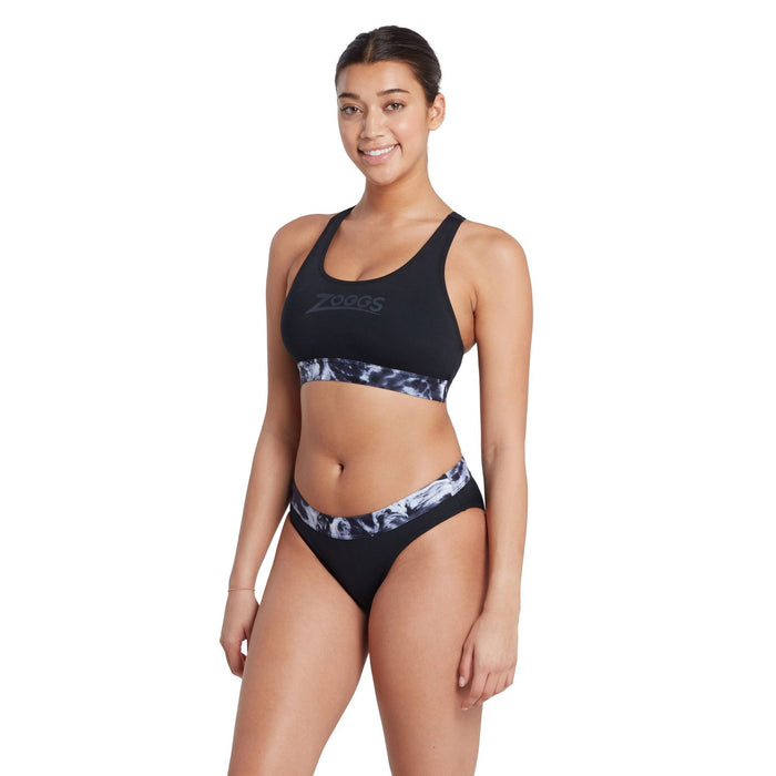 Maillot 2 pièces Marble Actionback Noir-Blanc Taille 32-XS Zoggs 462571BK32