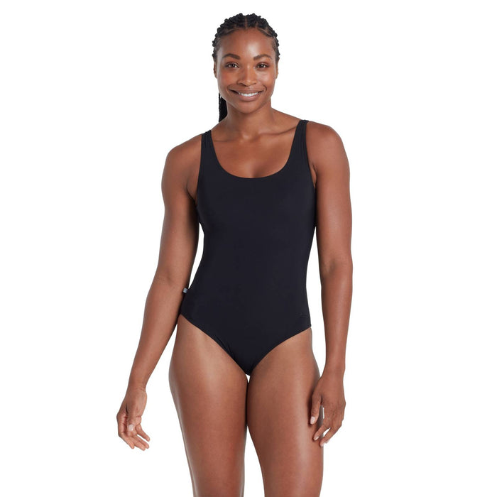 Maillot de bain 1 pièce dos arrondi à doublure argentée Noir Taille 40-XL Zoggs 462577BK40
