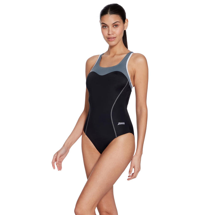 Maillot de bain une pièce Tokyo Iceback Noir-Gris Taille 42-XXL Zoggs 462580BKGY42