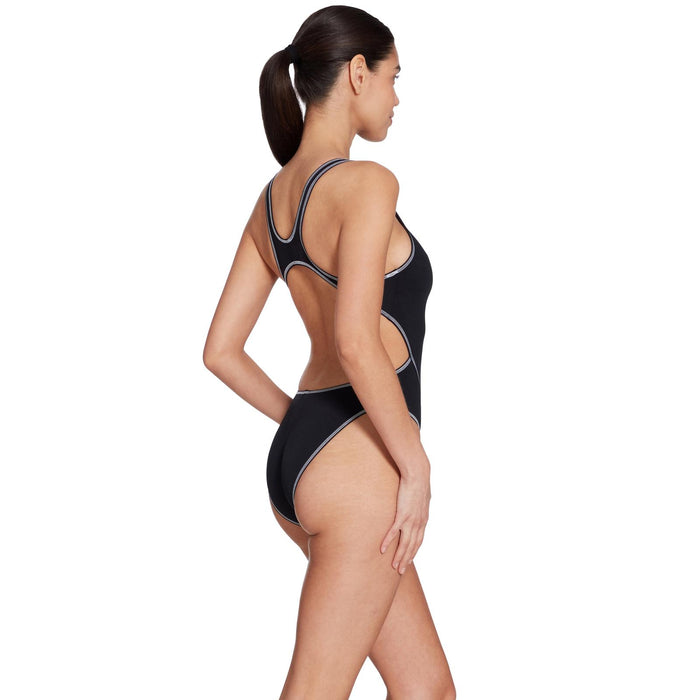 Maillot de bain une pièce Melbourne Haxback Noir-Blanc Taille 36-M Zoggs 462585BKWH36