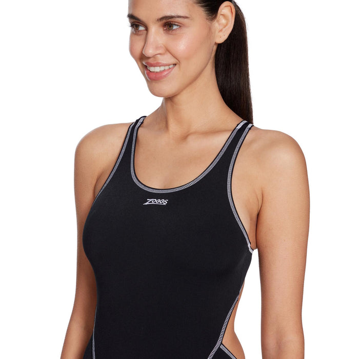Maillot de bain une pièce Melbourne Haxback Noir-Blanc Taille 36-M Zoggs 462585BKWH36