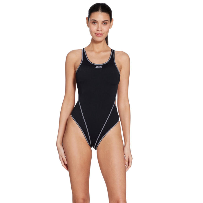 Maillot de bain une pièce Melbourne Haxback Noir-Blanc Taille 38-L Zoggs 462585BKWH38