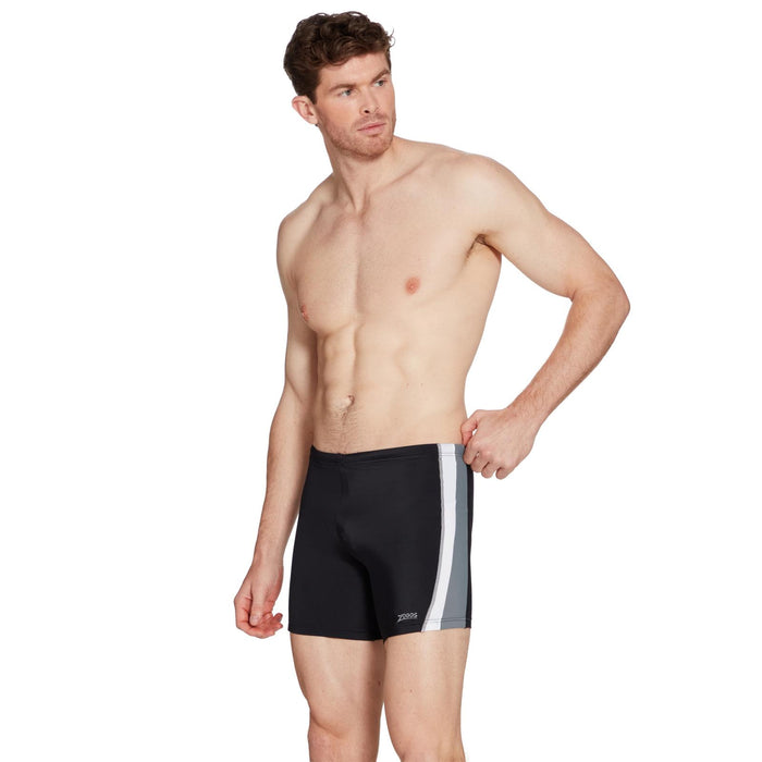 Boxer de bain à jambe carrée Toronto Hip Racer 32 Homme Noir-Gris Taille 32-M Zoggs 462932BKGY32