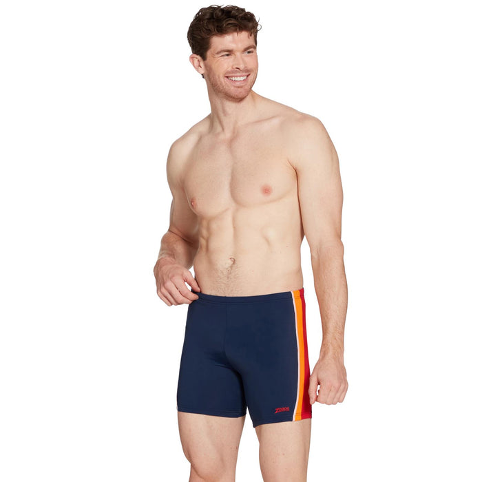 Boxer de bain à jambe carrée Toronto Hip Racer 32 Homme Bleu marine-Rouge Taille 30-S Zoggs 462932NVRD30
