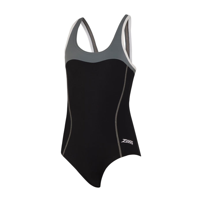 Maillot de bain une pièce Tokyo Iceback Fille Noir-Gris Taille 26-6A Zoggs 463315BKGY26