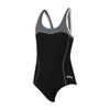 Maillot de bain une pièce Tokyo Iceback Fille Noir-Gris Taille 32-12A Zoggs 463315BKGY32