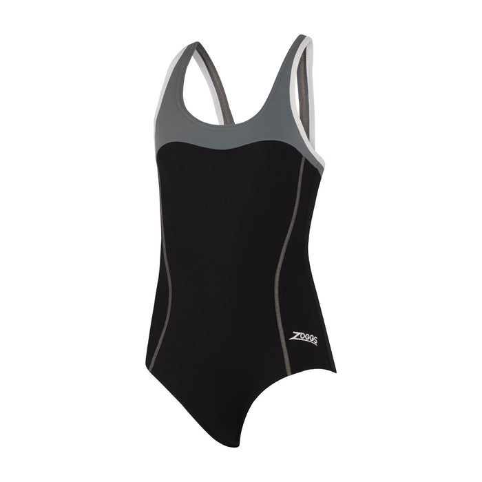 Maillot de bain une pièce Tokyo Iceback Fille Noir-Gris Taille 34-14A Zoggs 463315BKGY34