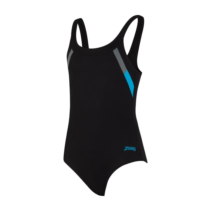 Maillot de bain 1 pièce Sydney dos en U Fille Noir-Gris Taille 32-12A Zoggs 463316BKGY32