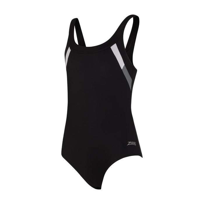 Maillot de bain 1 pièce Sydney dos en U Fille Noir-Blanc Taille 30-10A Zoggs 463316BKWH30