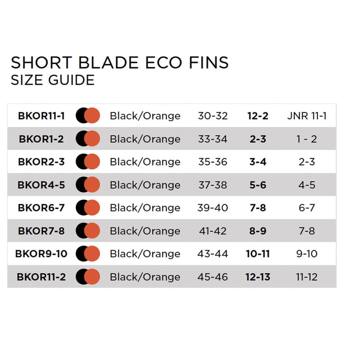 Pinne da Nuoto a Pala Corta Eco Nero-Arancione EU 35-36-UK 2-3-US 3-4 Zoggs 465220BKOR23