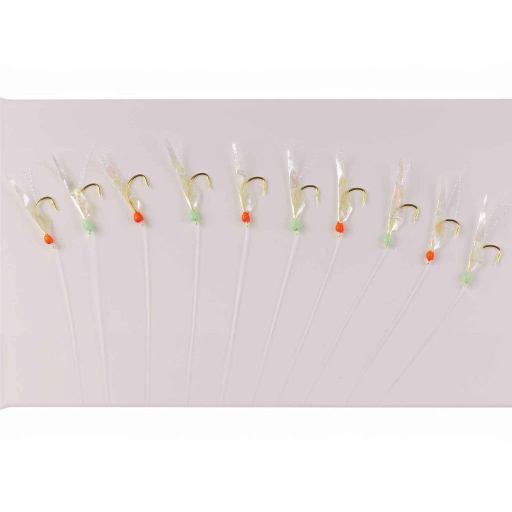 Sabiki Rig piel de pescado arcoíris 10 anzuelos dorados tamaño 4 Hikaru 5640204