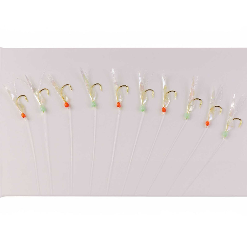 Sabiki Rig piel de pescado arcoíris 10 anzuelos dorados tamaño 7 Hikaru 5640207