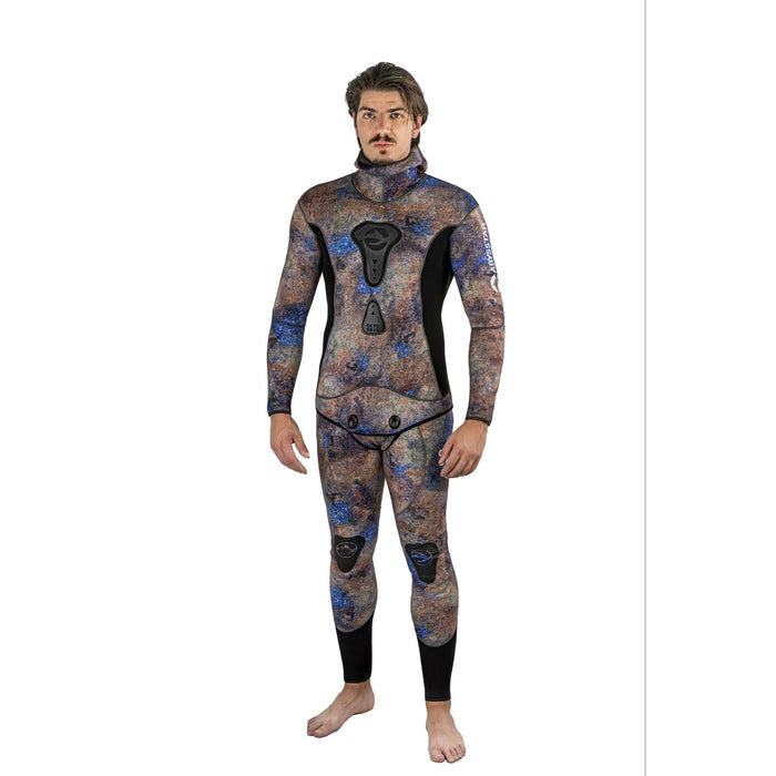 Spearfishing Full Wetsuit Octoskin Man 5mm Camo-Brown-Blue XL Abysstar 59033