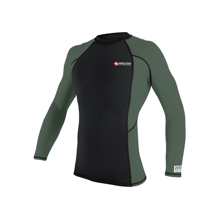 Camiseta de Natación Malibu Lycra Manga Larga Hombre Negro-Verde M Abysstar 64052