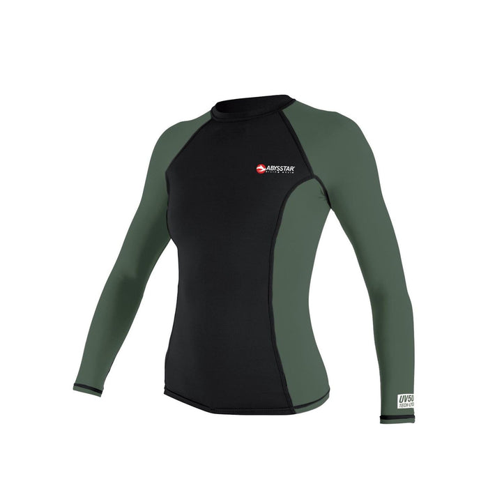 T-shirt de bain Malibu Lycra Manches Longues Femme Noir-Vert M Abysstar 64062