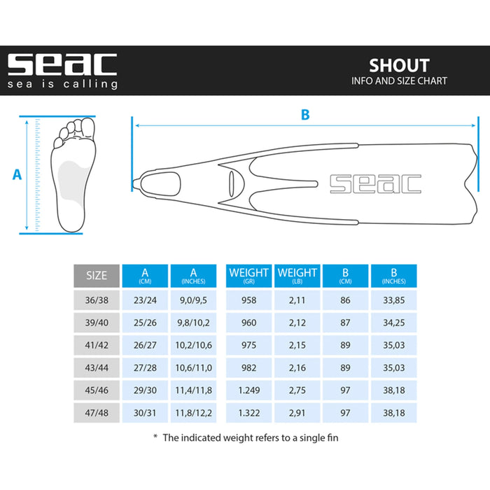 Freediving and Spearfishing Fins SEAC Shout S700