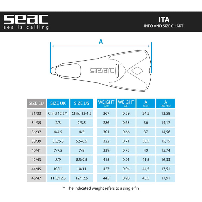 Palmes de swimming Ita Enfants Tiffany Taille 31-33 Seac 71-58TI-31-33