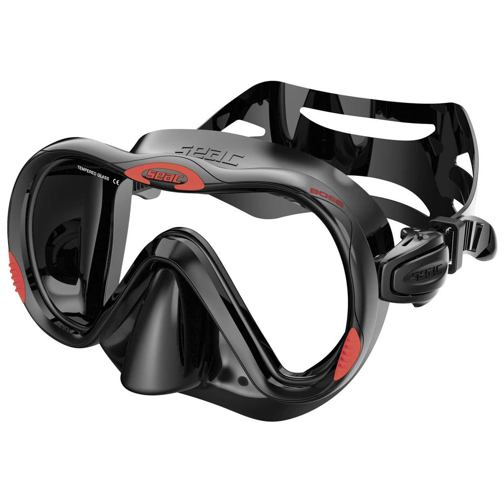 Máscara de Snorkel de Buceo Boss Negro-Rojo Seac 75-5NR-SBL